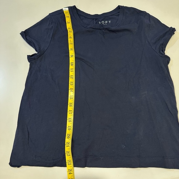 Loft Navy Knit Cuffed Short Sleeve Knit Shirt Size Large - Picture 5 of 5